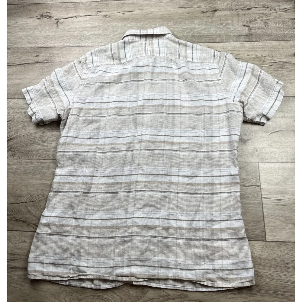 Banana Republic Men's Medium 100% Linen Short Sleeve Shirt Coastal Beige Brown